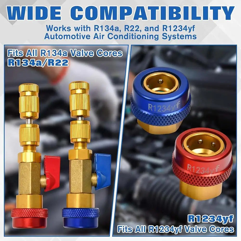 AC Valve Core Removal Tool & Gauge Hose Adapter Bundle AC Service Tool Kit SPOT