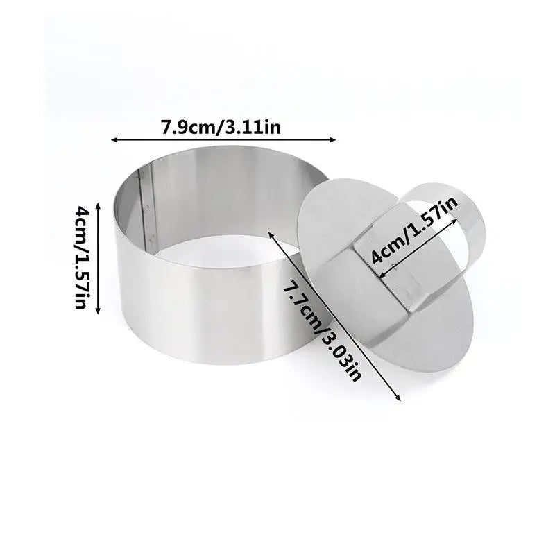 Stainless Steel Mousse Cake Ring Molds with Pusher Plate – 1/4 Pcs Cake Ring Mold Set SPOT A2