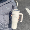 38.55oz Insulated Ice Tumbler – Stainless Steel with Handle & Straw Insulated Tumbler SPOT white 1140ml