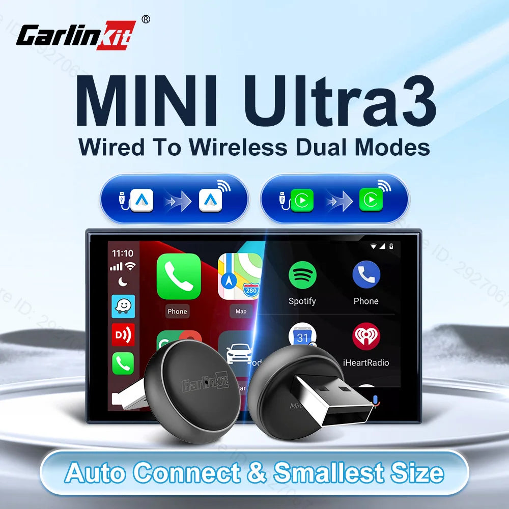 CarlinKit Mini Ultra 3 Wireless CarPlay & Android Auto Adapter Wireless CarPlay Adapter SPOT