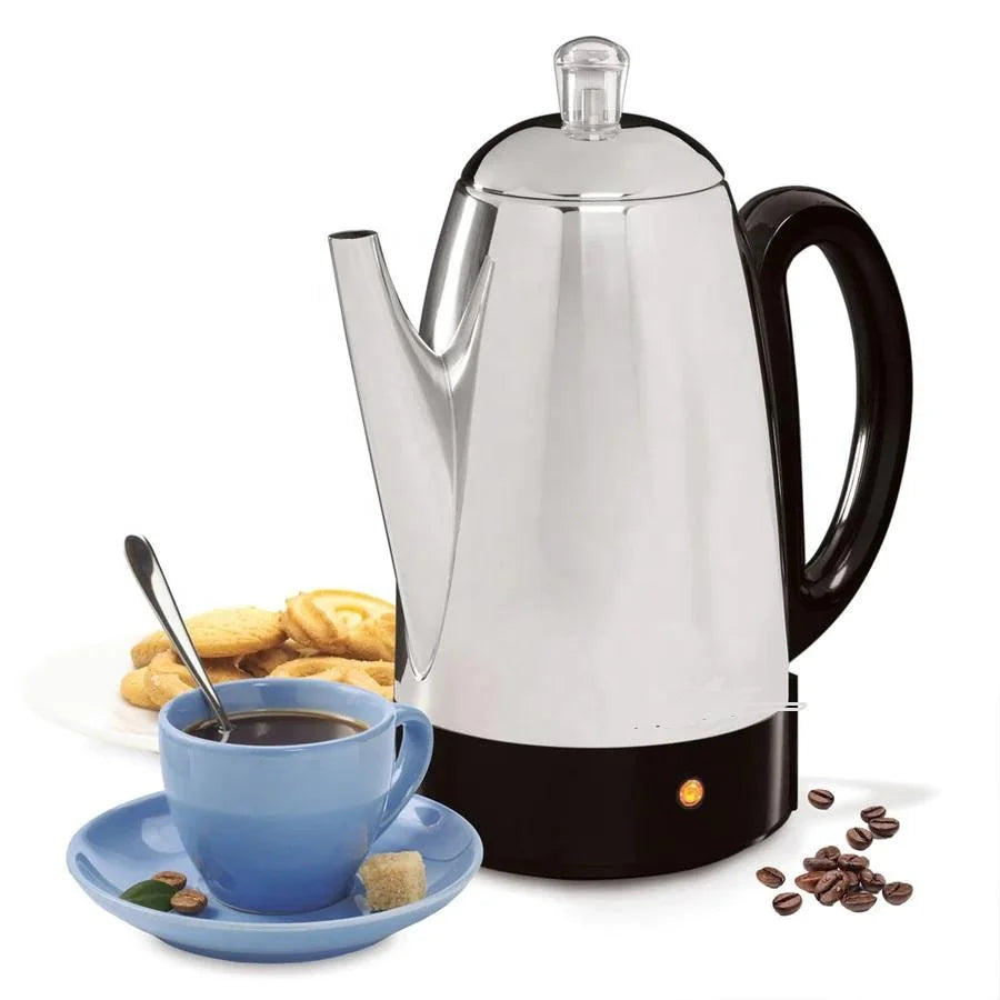 12-Cup Stainless Steel Electric Coffee Percolator | Modern Design Electric Coffee Percolator SPOT Default Title