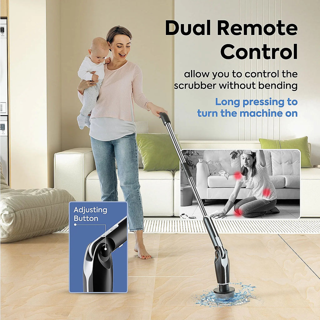 Electric Spin Scrubber Long Handle & 8 Brush Heads | DUTRIEUX Electric Spin Scrubber SPOT