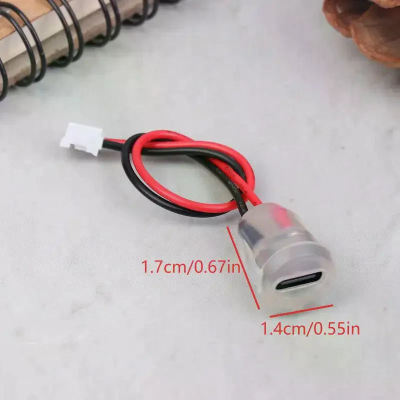LED Type-C Female Socket 3A 5V Water-Resistant Pigtail Cable USB-C Panel Socket SPOT
