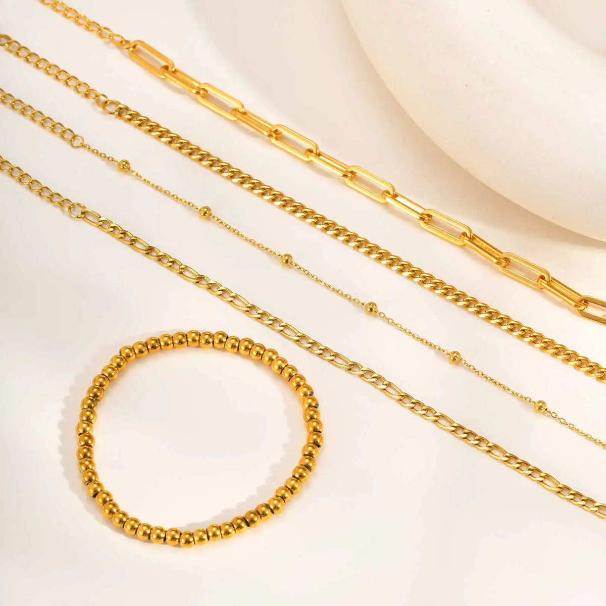 18K Gold Plated Stackable Bracelets – Paperclip & Cuban Link Gold Chain Bracelet SPOT