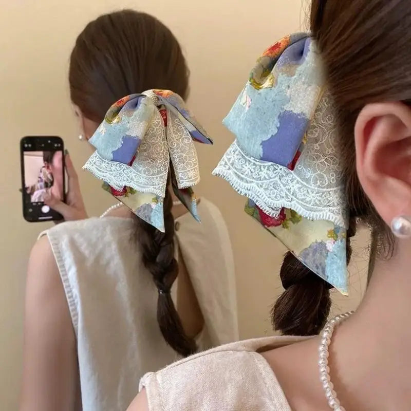 Oil Painting Lace Bow Hair Claw Clip – Vintage Elegant Style Hair Claw Clip SPOT Default Title