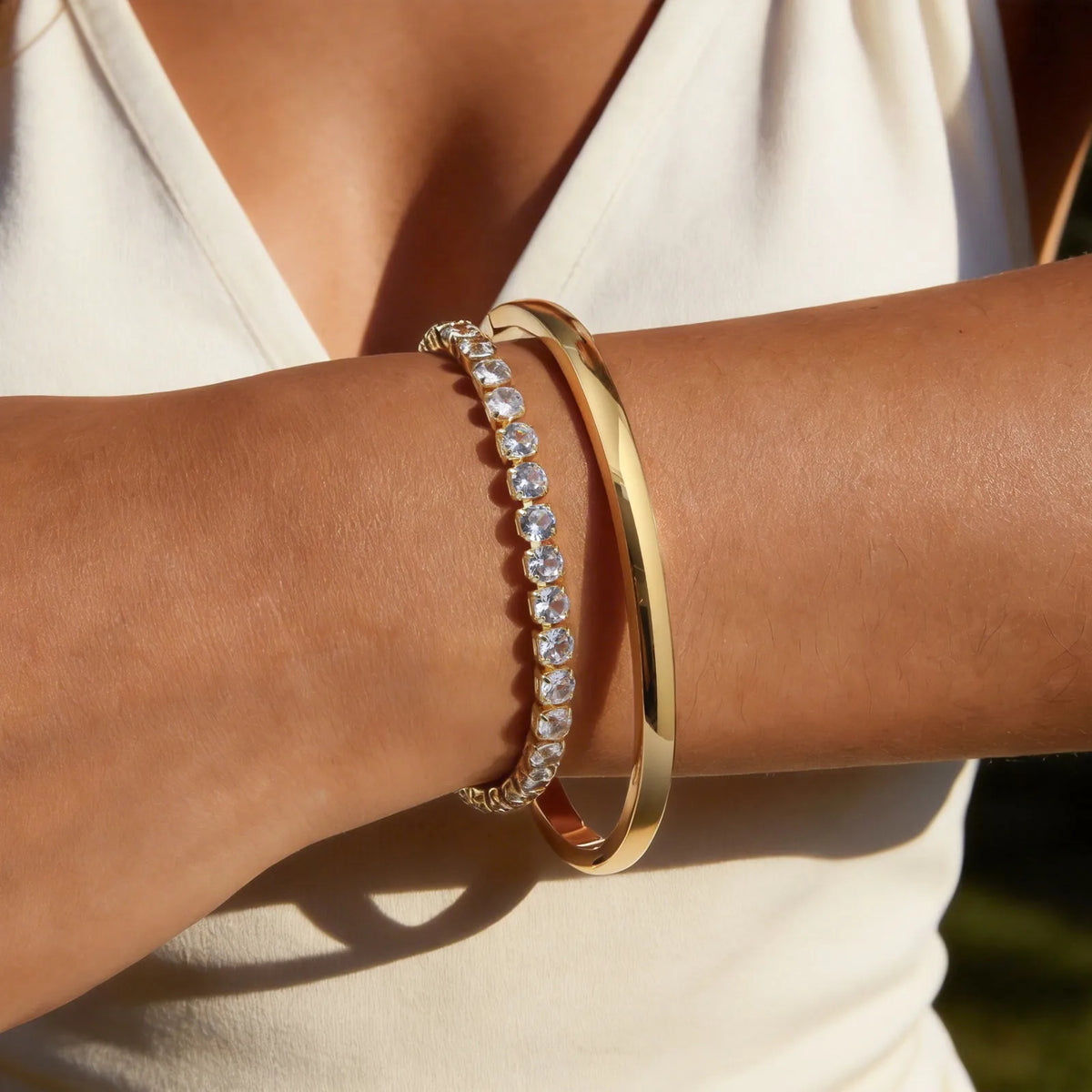 Women's CZ Starburst Tennis Bracelet – Waterproof Stainless Steel Tennis Bracelet SPOT