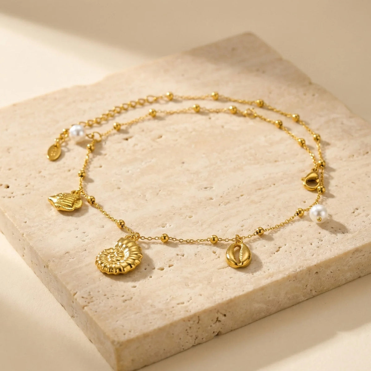 Gold Plated Beach Necklace – Seashell Ocean Charm Pendant Pendant Necklace SPOT