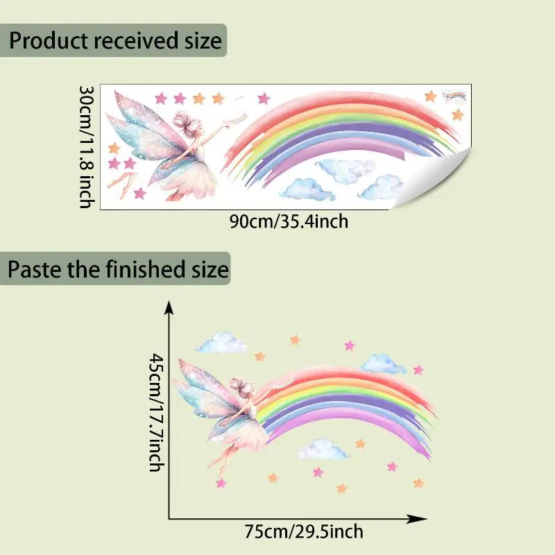 Cartoon Elf Girl Rainbow Wall Sticker – Kids Bedroom Decor Kids Wall Sticker SPOT