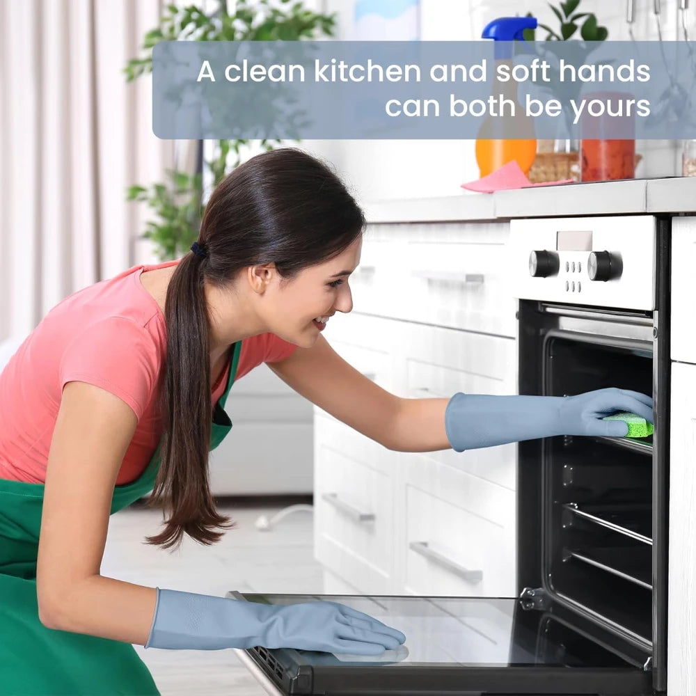 2-Pair Latex Cleaning Gloves – Waterproof Non-Slip Dishwashing Household Cleaning Gloves SPOT