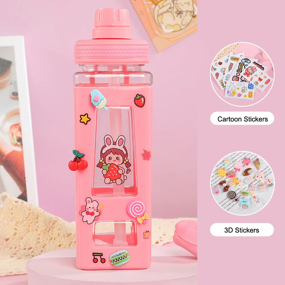 700ml Kawaii Water Bottle with Straw – BPA-Free Leakproof Kawaii Water Bottle SPOT 700ml red 700ml