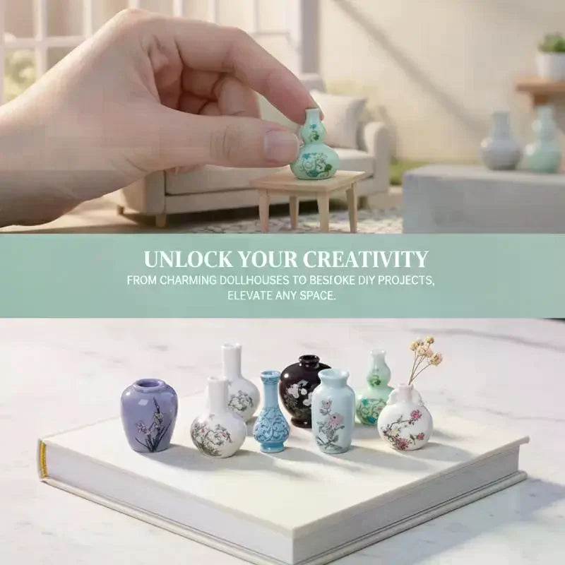 8-Pack Mini Resin Vase Set – Micro Landscape Desktop Decor Decorative Vase Set SPOT