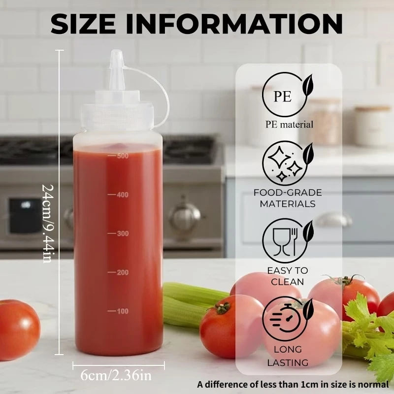 500ml Squeeze Sauce Bottle – Pointed Tip Seasoning Dispenser Condiment Squeeze Bottle SPOT