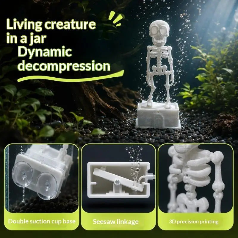3D Printed Dancing Skeleton Aquarium Ornament – Non-Toxic PLA Aquarium Ornament SPOT