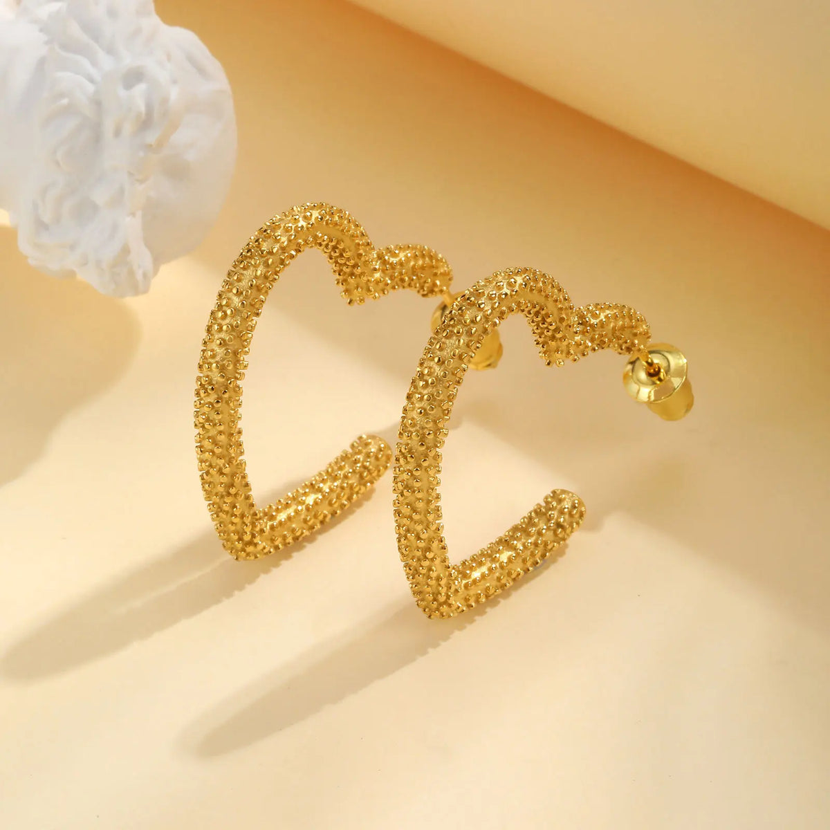 Heart Hoop Earrings – 14K Gold Plated Stainless Steel for Women Hoop Earrings SPOT