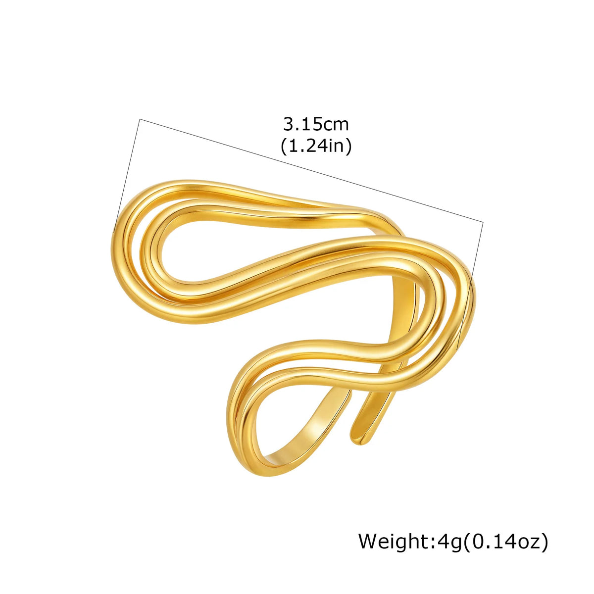 Women's 18K Gold Plated Adjustable Open Ring – Stainless Steel Fashion Ring SPOT RC-936G