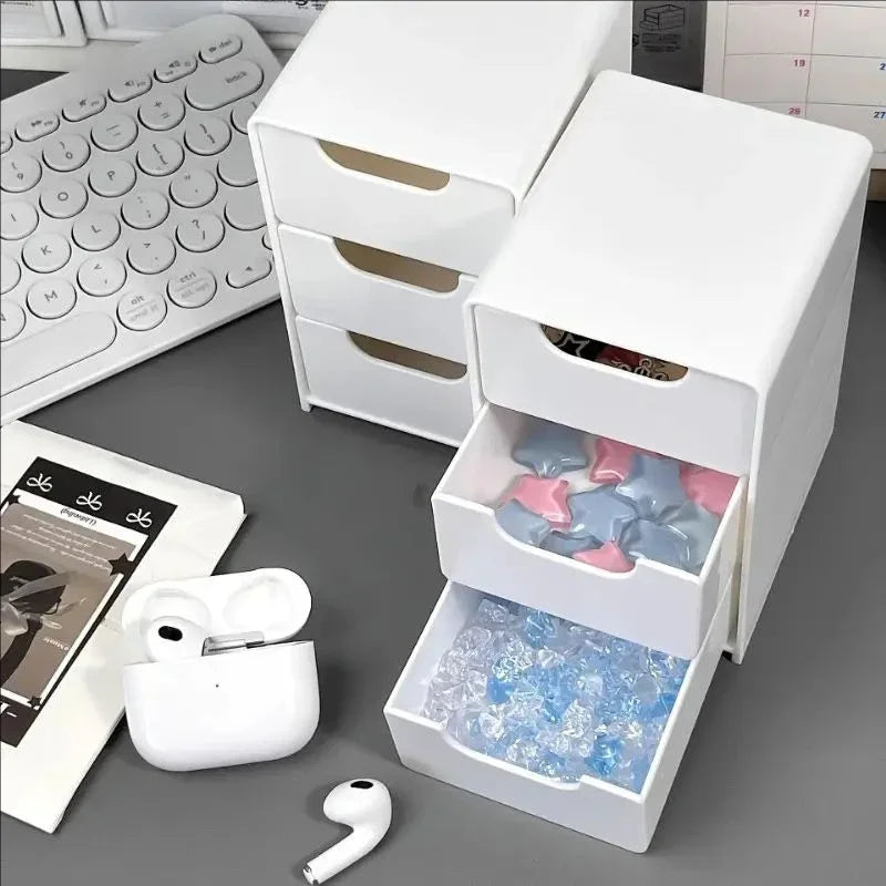 3-Tier Desktop Organizer with Drawers – Plastic Storage Box Desktop Drawer Organizer SPOT