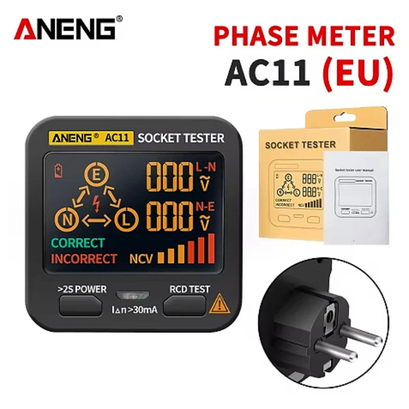 ANENG AC11 Digital Socket Tester – EU/US/UK/AU Voltage Checker Socket Tester SPOT