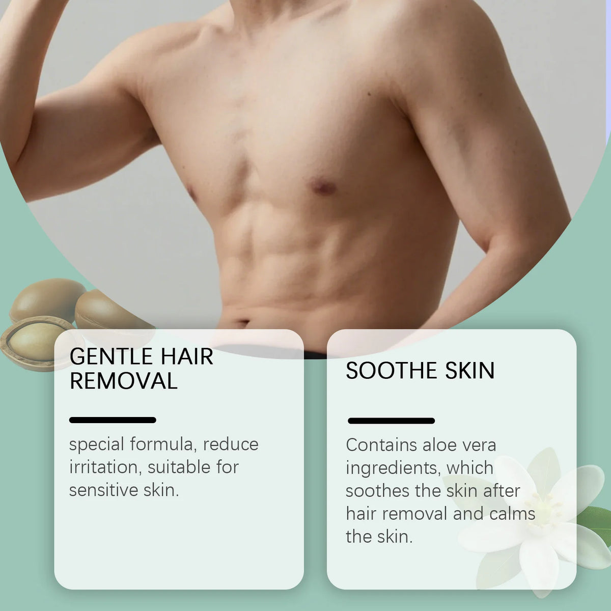 OceAura Aloe Vera Men's Hair Removal Mousse 100ml Depilatory Mousse SPOT