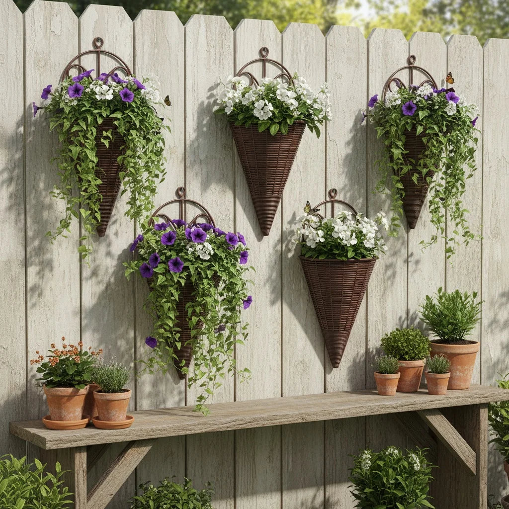 2-Pack Triangle Wall Hanging Vase – Fan Flower Basket Decor Wall Hanging Vase SPOT