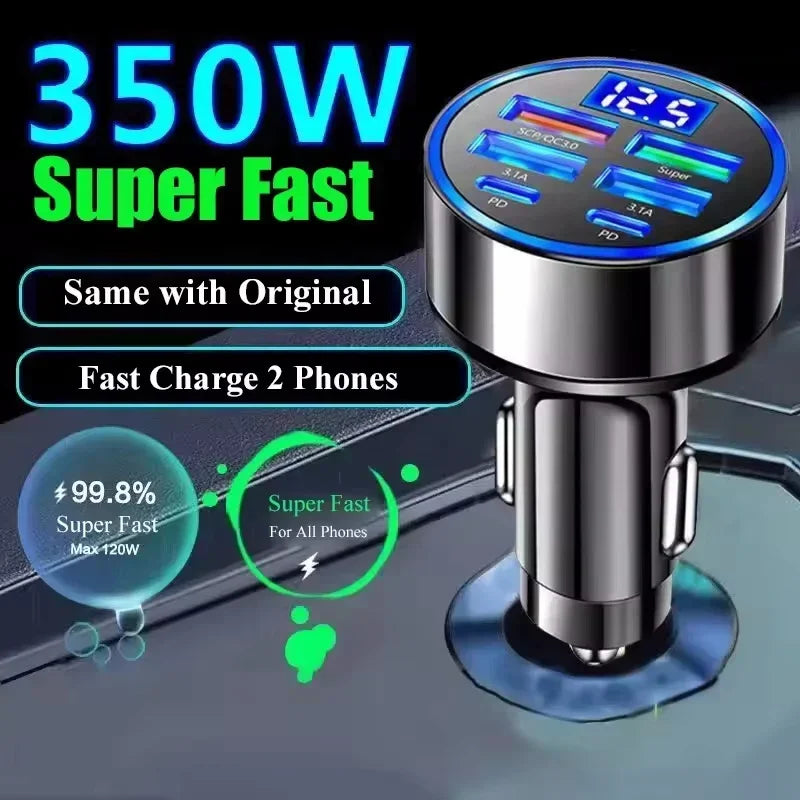 6-Port 120W USB Car Charger – PD QC3.0 Fast Charging USB Car Charger SPOT