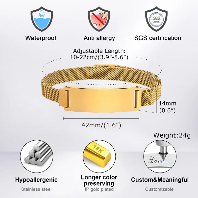 Personalized Medical Alert ID Bracelet – Free Engraving | Stainless Steel Medical ID Bracelet SPOT