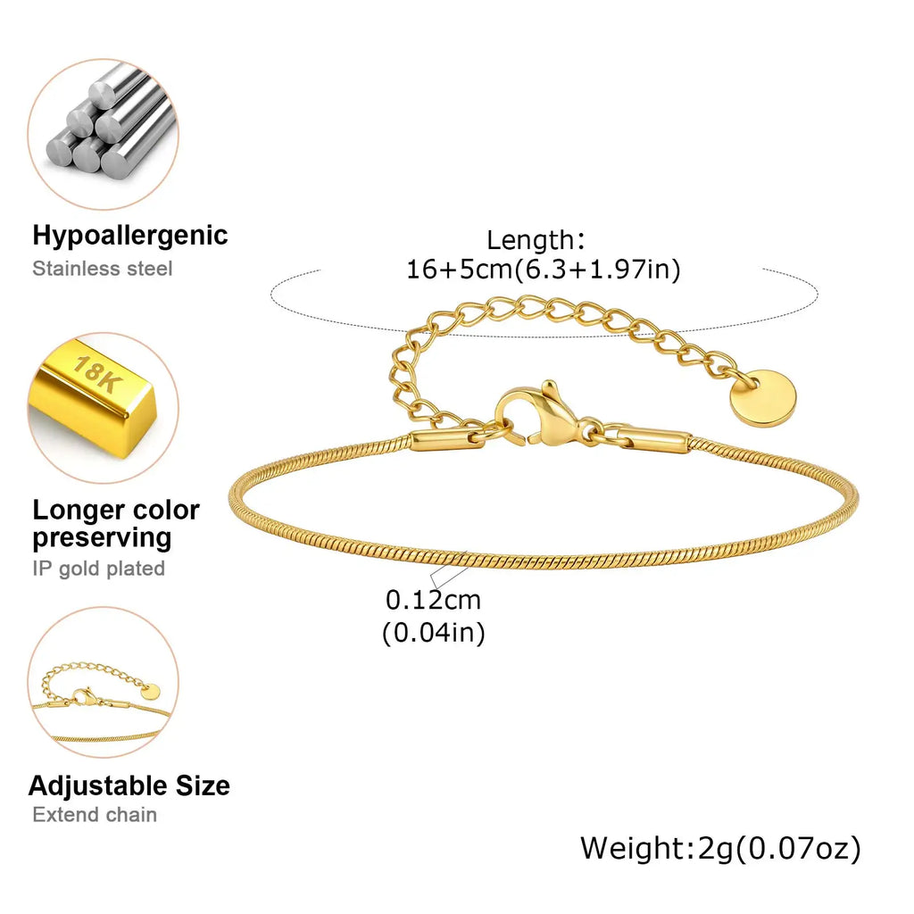Stainless Steel Snake Chain Bracelet – Non-Tarnish, Waterproof Snake Chain Bracelet SPOT