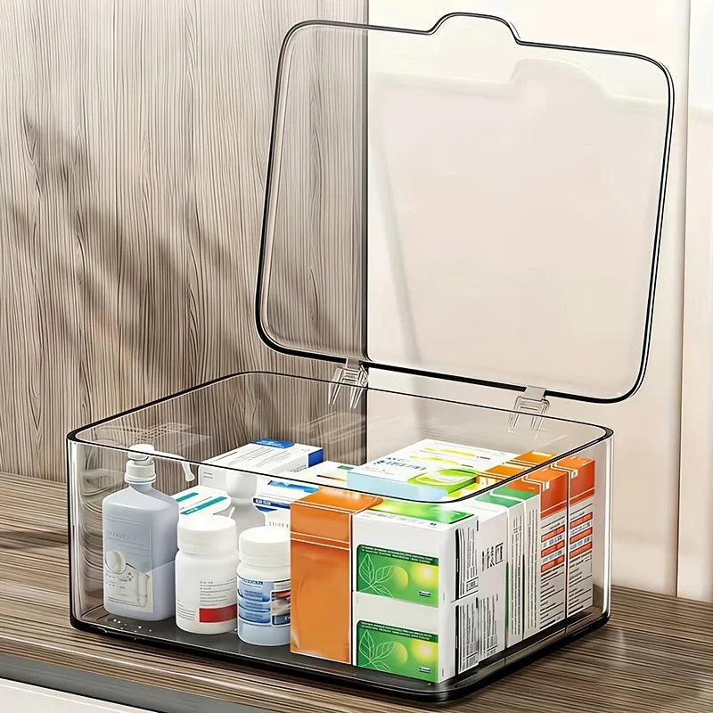 Flip-Top Transparent Storage Box – Large Capacity Organizer Desktop Storage Organizer SPOT