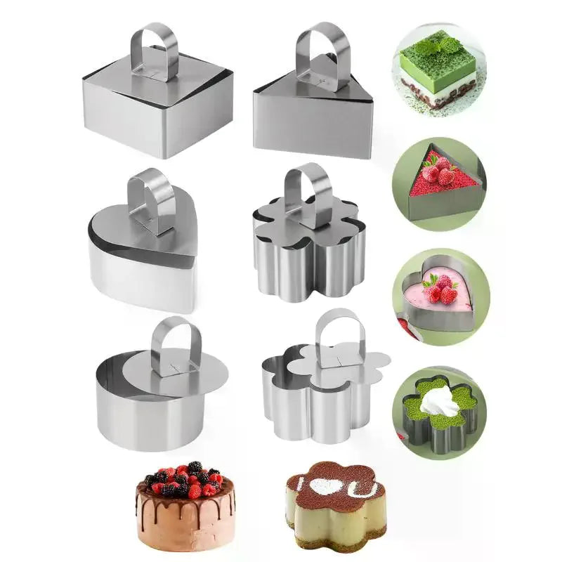 Stainless Steel Mousse Cake Ring Molds with Press Plate | DIY Baking Cake Ring Mold Set SPOT