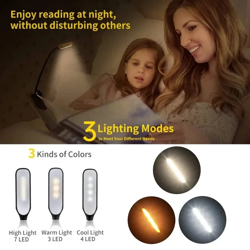 USB Rechargeable Clip LED Reading Light | 9 Modes Gooseneck Clip LED Reading Lamp SPOT