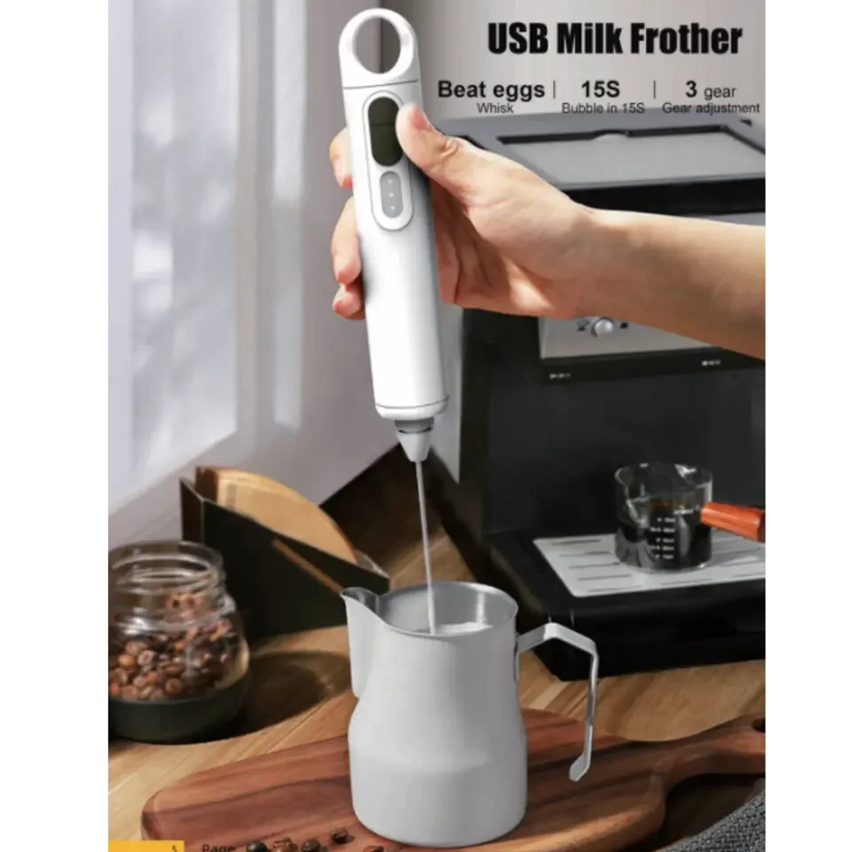 USB Rechargeable Handheld Milk Frother with Stand & Whisk Milk Frother SPOT