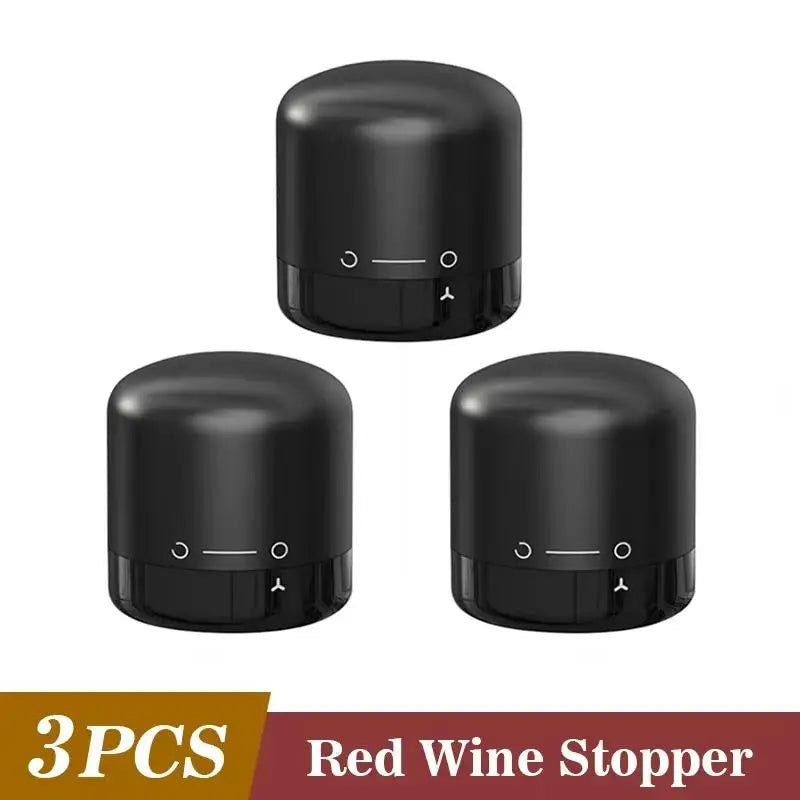 Vacuum Wine Bottle Stopper – Leak-Proof ABS Preserver Wine Bottle Stopper SPOT 3pcs A