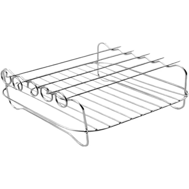 Stainless Steel Square Air Fryer Rack with 4 Skewers Air Fryer Rack Set SPOT