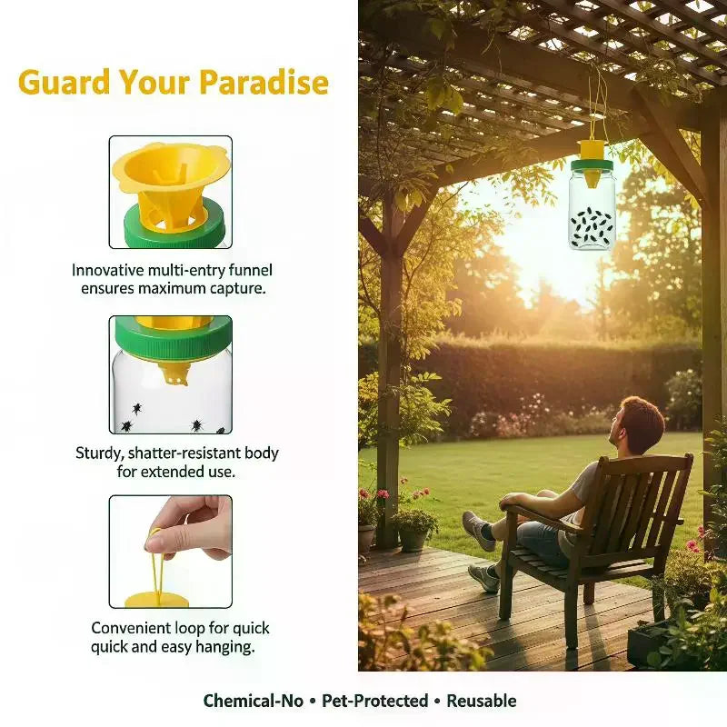 Reusable Hanging Fly Trap – Non-Toxic BPA-Free Pest Catcher Outdoor Pest Trap SPOT