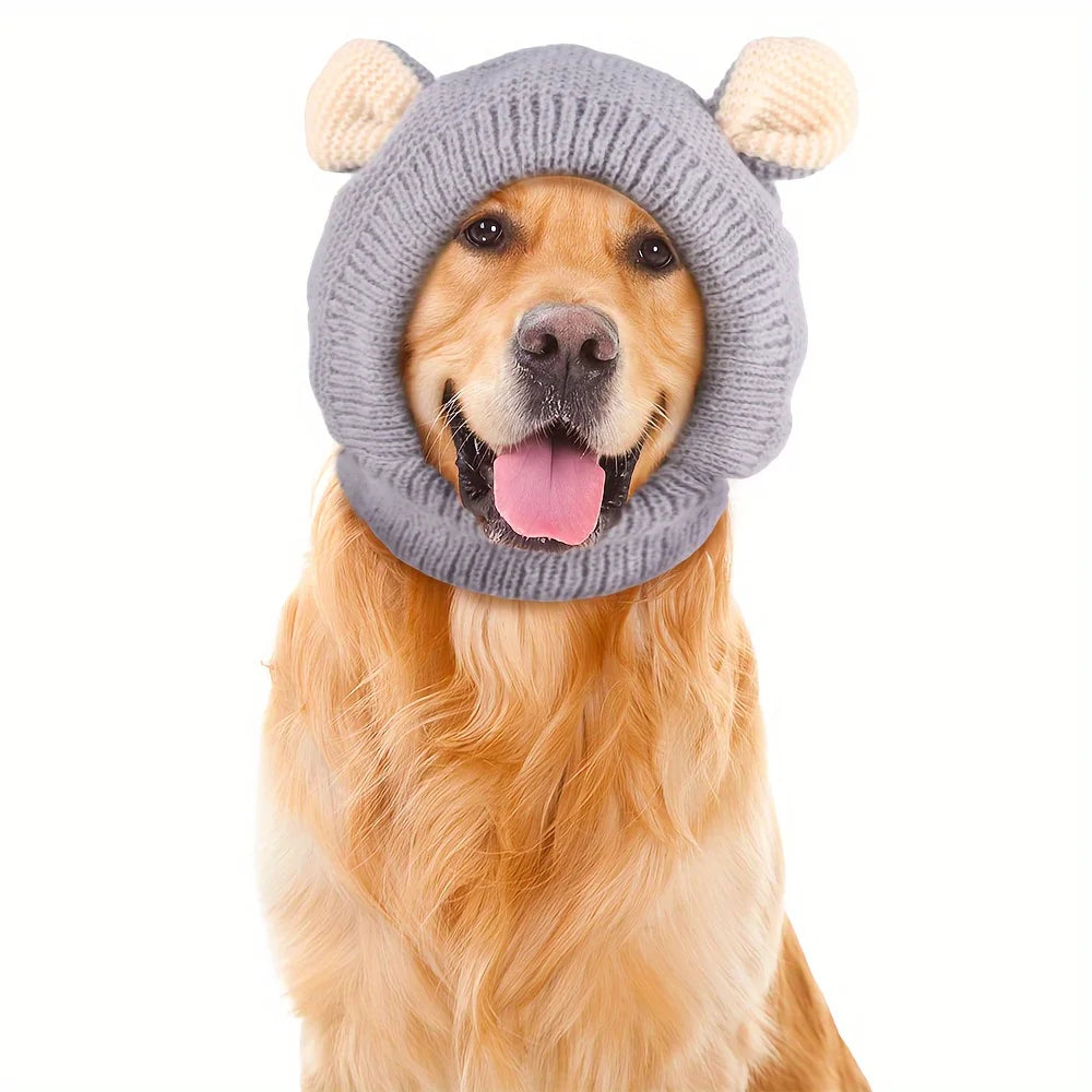 Knitted Dog Hat – Ear-Covering Winter Cap for Medium & Large Pets Pet Winter Hat SPOT