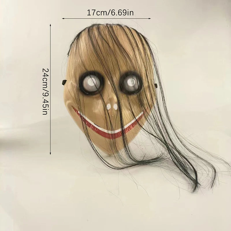 Halloween Ghost Mask with Long Hair – Creepy Costume Prop Halloween Costume Mask SPOT