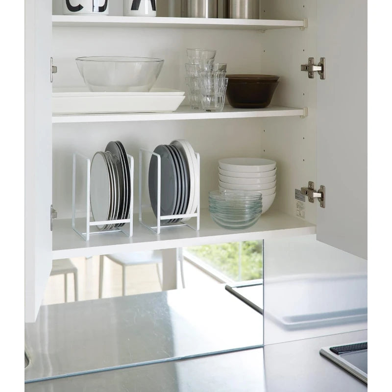 WOOJACK Metal Cabinet Dish Rack – Plate & Pan Organizer (L) Cabinet Dish Rack SPOT