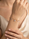Zirconia Satellite Chain Bracelet – 18K Gold Plated Steel Chain Link Bracelet SPOT BR-3142G