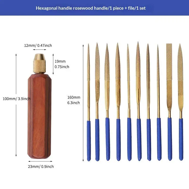 Wood File Handle Brass Collet Chuck – DIY Polishing Tool Set File Handle Tool SPOT