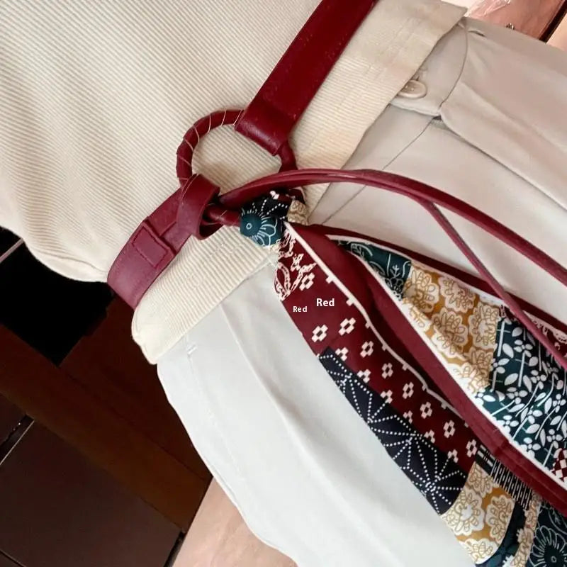 Punk Retro PU Leather Silk Scarf Waist Belt – Bohemian Style Scarf Waist Belt SPOT