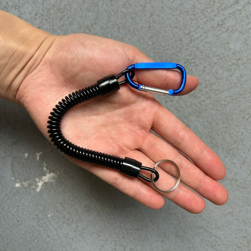 Tactical Retractable Spring Rope Keychain Lanyard – Outdoor Retractable Keychain Lanyard SPOT 1 PC Blue