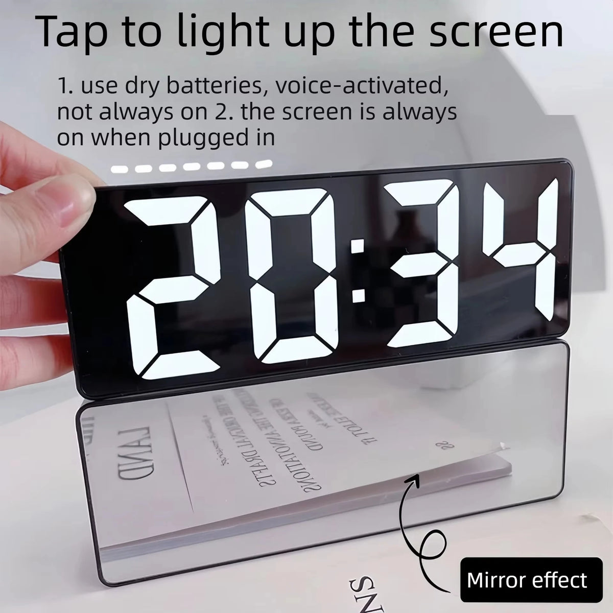 LED Mirror Digital Alarm Clock – Silent Luminous Bedside Clock Digital Alarm Clock SPOT