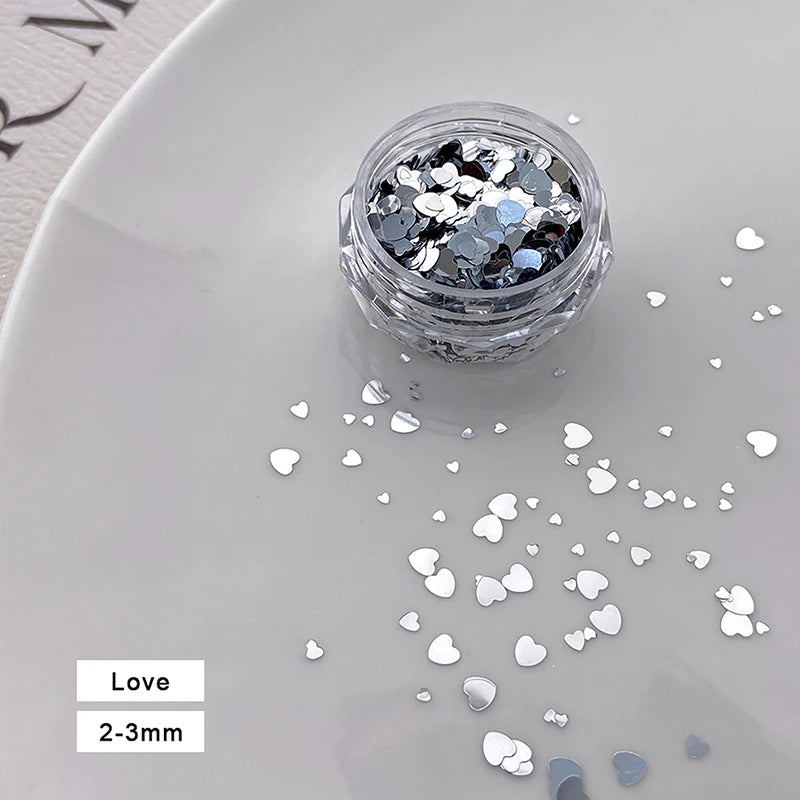 Silver Sequin Mix Nail Art Charms – Stars & Shapes Paillette Jar Nail Art Charms SPOT A1
