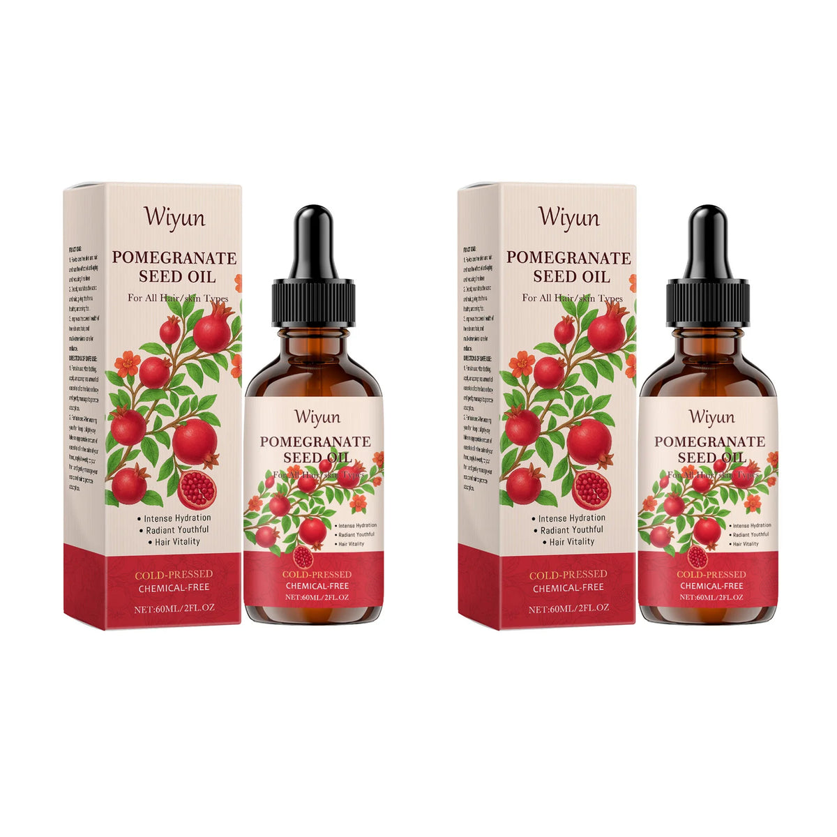 WIYUN Pomegranate Seed Oil – Hydrating Body & Hair Oil 60ml Body & Hair Oil SPOT 2 x 60ml Boxed