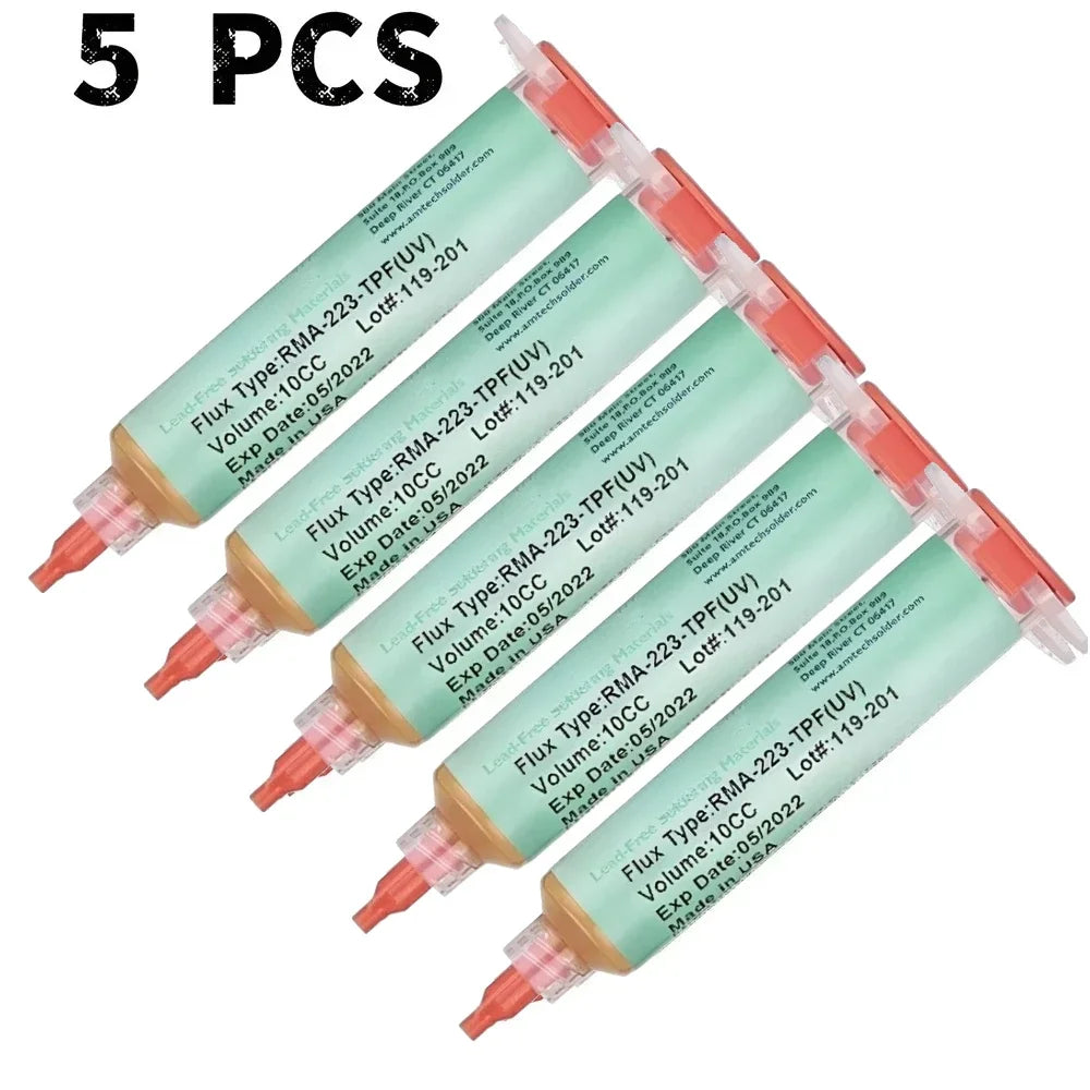 RMA-223 Rosin Soldering Flux Paste 10cc – No-Clean PCB BGA SMD Soldering Flux Paste SPOT 5 PCS RMA-223-TPF