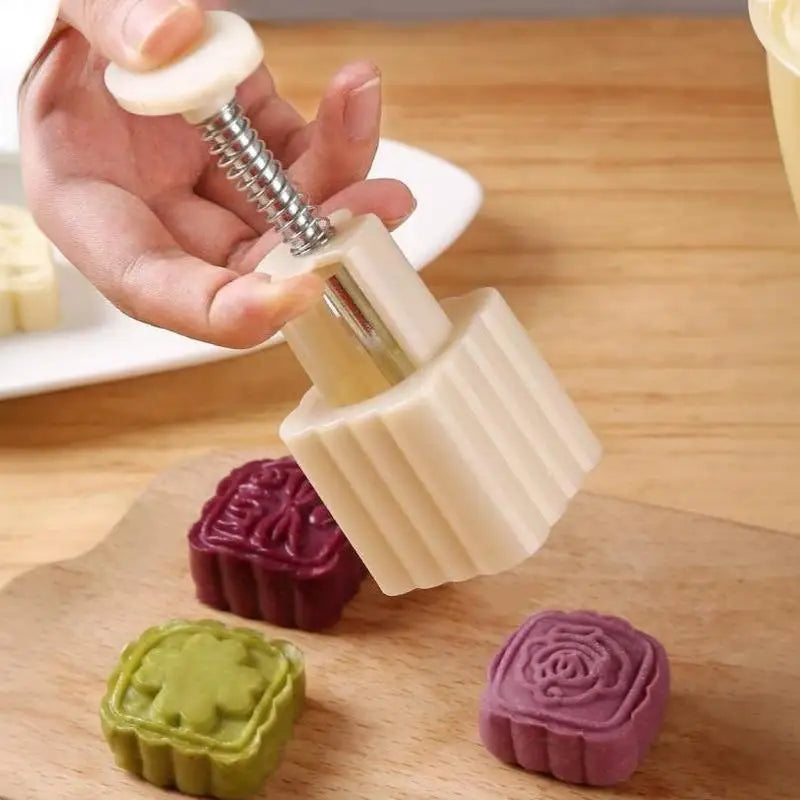 Mooncake Mold Set – 1 Press & 5 Stamps | Food-Grade DIY Pastry Baking Mold SPOT