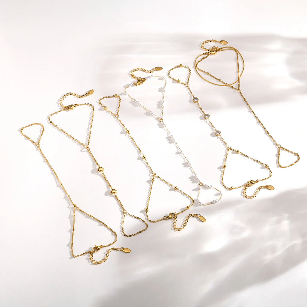 18K Gold Plated Heart Link Bracelet Set – Waterproof Women Link Chain Bracelet SPOT