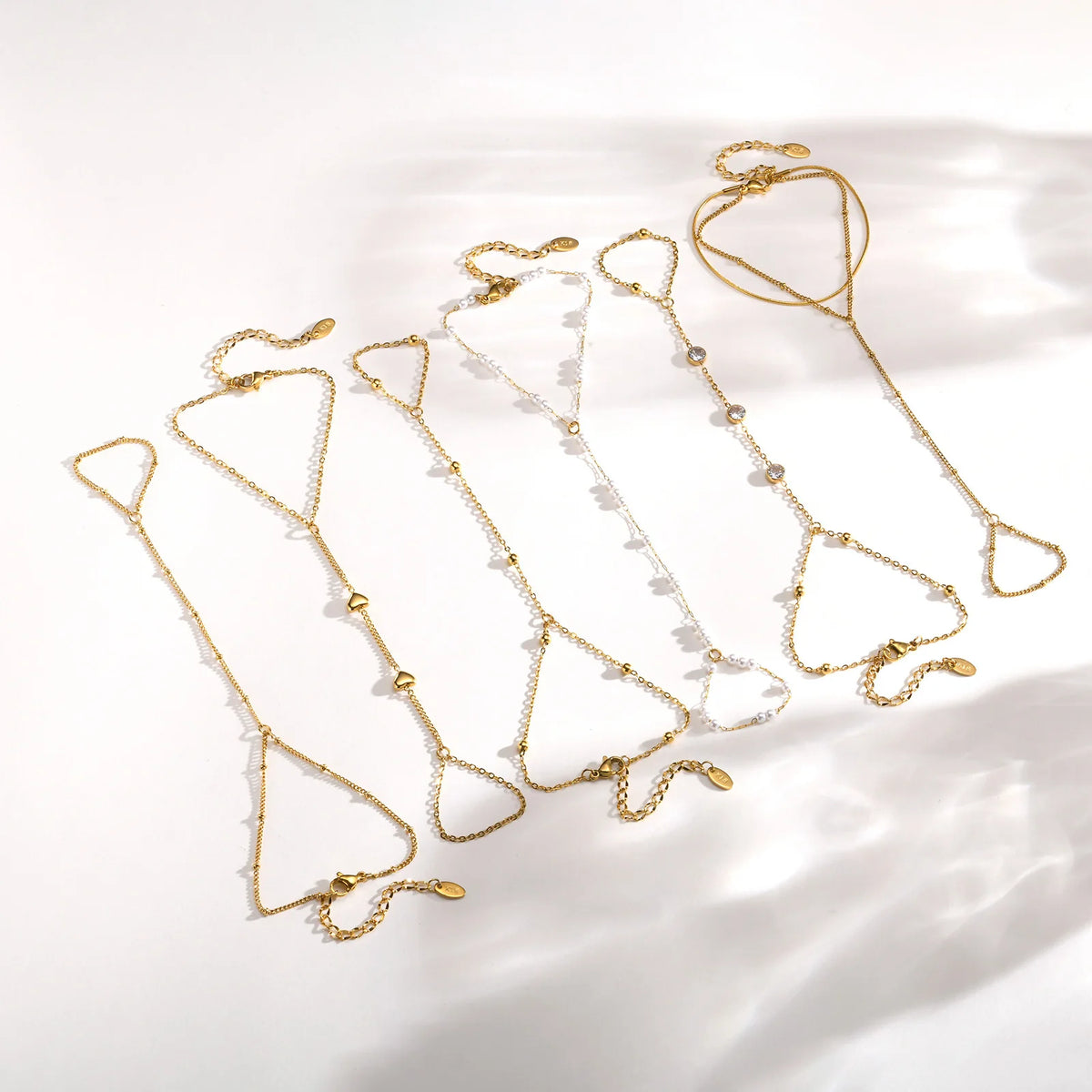 18K Gold Plated Heart Link Bracelet Set – Waterproof Women Link Chain Bracelet SPOT