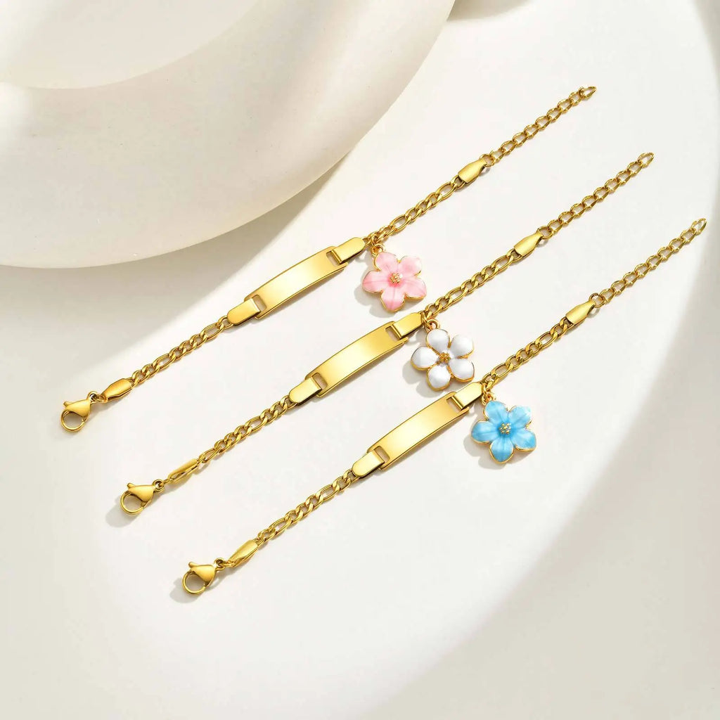 Personalized Baby Girl ID Bracelet – Gold Engraved Name & Date Personalized ID Bracelet SPOT