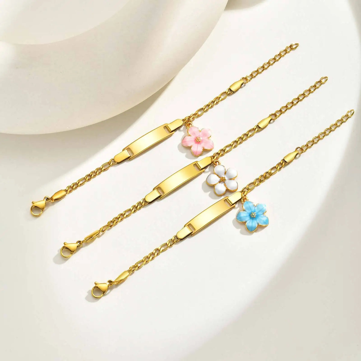 Personalized Baby Girl ID Bracelet – Gold Engraved Name & Date Personalized ID Bracelet SPOT