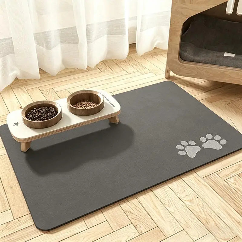 Diatomaceous Earth Pet Placemat – Non-Slip Absorbent Bowl Mat Pet Feeding Mat SPOT